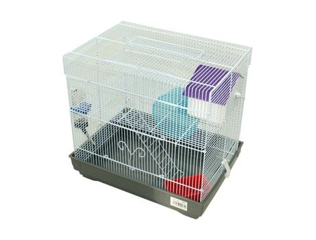 Jaula para Hámster Roborowski Rueda Bebedero comedero 39.5x29.5x37 cm Gris SELEOK
