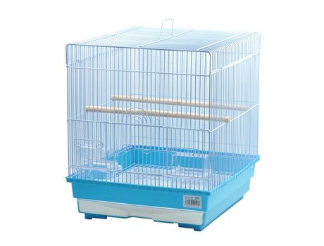 Jaula para pájaros portátil pajarera con cmmedero bebedero saltado para descanso 40x37x43.5cm Azul SELEOK