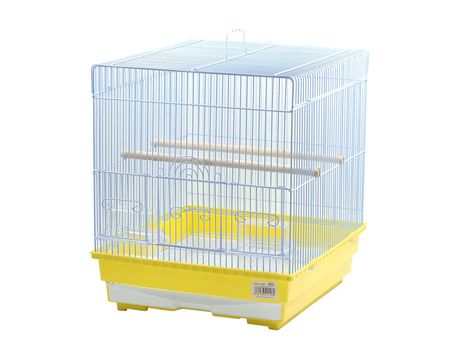 Jaula para pájaros portátil pajarera con cmmedero bebedero saltado para descanso 40x37x43.5cm Amarillo SELEOK