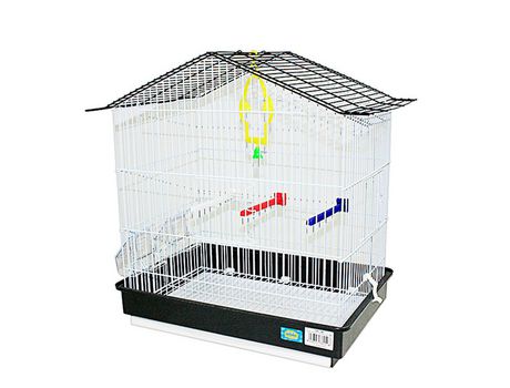 Jaula Pájaros Metal con Comedero Bebedero Columpio Saltador Cubeta 42.5x29.5x47.5CM Negro SELEOK