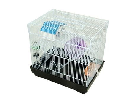 Jaula para Hámster Roborowski Rueda Bebedero comedero 39.5x29.5x37 cm Negro SELEOK