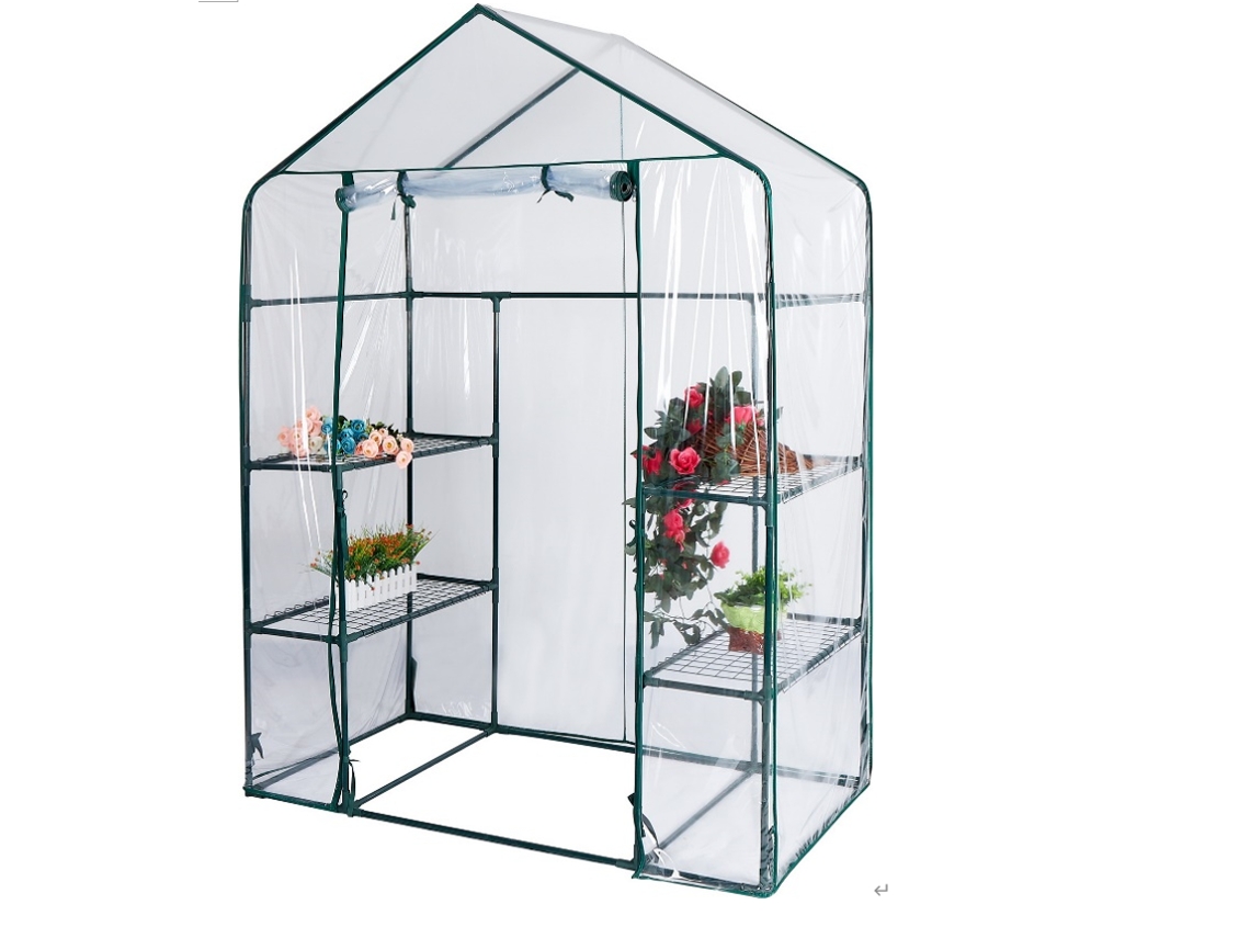 Invernadero Con Estantes Mobiclinic Puerta Enrollable Fijación Segura | Impermeable Pvc 143x73x195 Cm Home Grow
