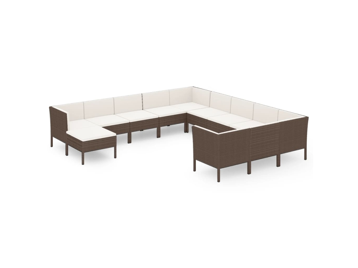 Maison Exclusive - Set Muebles De Jardín 12 Pzas Y Cojines Ratán Sintético Marrón