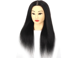 Cabeza De Maniquí Femenina Con Cabello 100% Natural, 56 Cm, Para Cosmetología, Peluquería Y Cortes De Pelo.