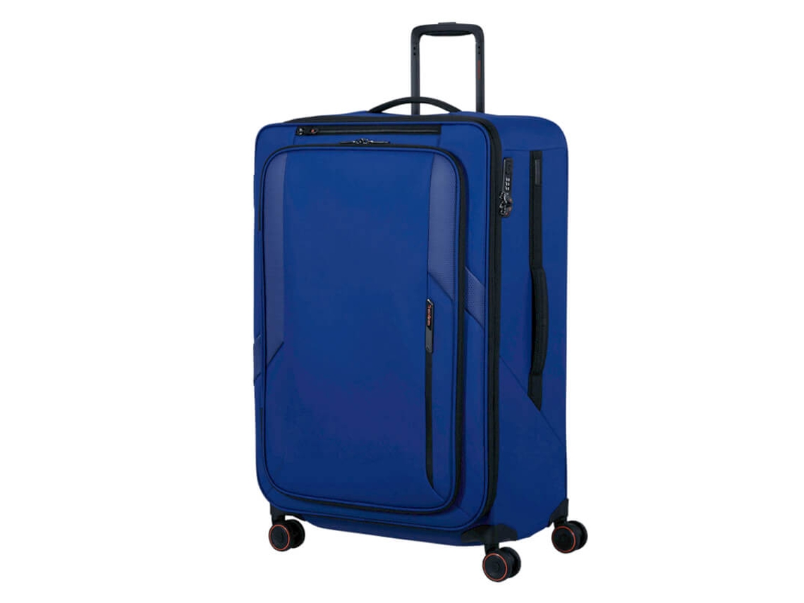 Maleta/rueda de viaje grande Samsonite de 78 cm, 4 ruedas, azul brillante.
