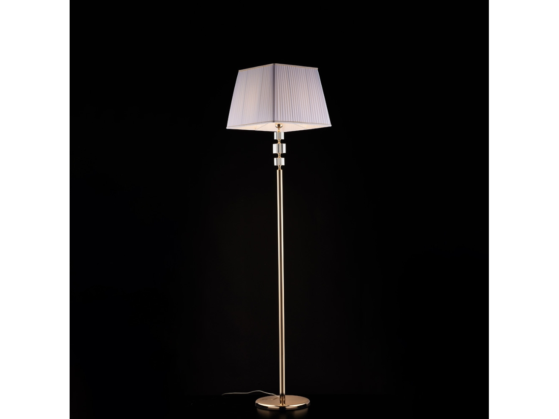 Franz - Lámpara De Pie Oro Y Cristal 1 Luz Con Pantalla Dm.45.180 - Ø40 - Bl275-ph-or