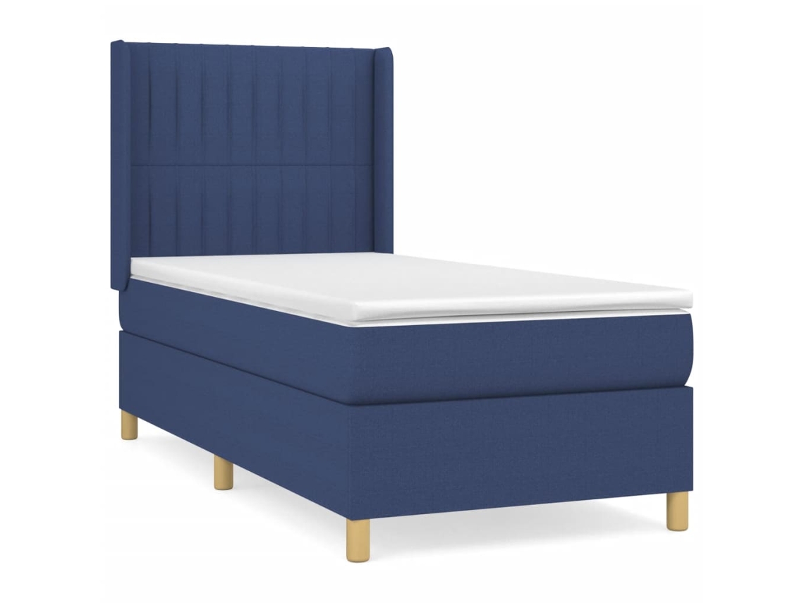 Maison Exclusive - Cama Box Spring Con Colchón Tela Azul 100x200 Cm