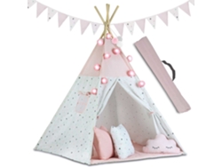 Tienda de juegos Tipi Wigwam con luces y guirnaldas rosa B.active