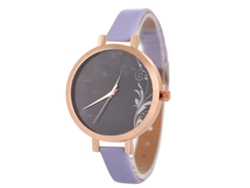 Elegante Reloj De Pulsera De Cuarzo Para Mujer Con Correa De Cuero Morado - Regalo
