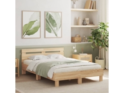Estructura De Cama Cabecero Y Luces Led Roble Sonoma 135x190 Cm