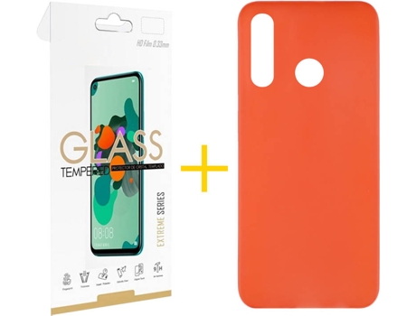 Kit Funda + Protector de Pantalla Huawei P40 Lite-E SKYHE Cristal Templado 7417 Rojo