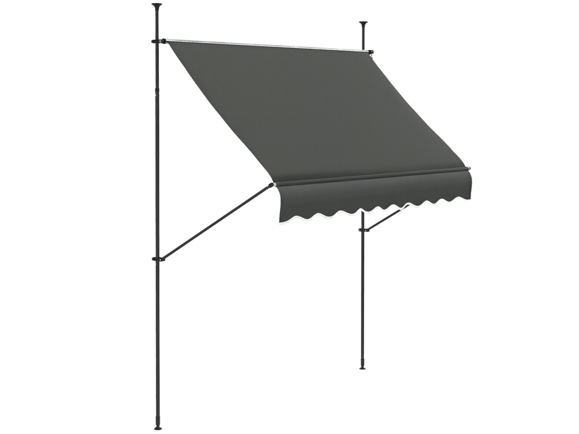 Toldo retráctil manual CHEZMOI, de 2,5 x 1,2 m, con altura e inclinación regulables.