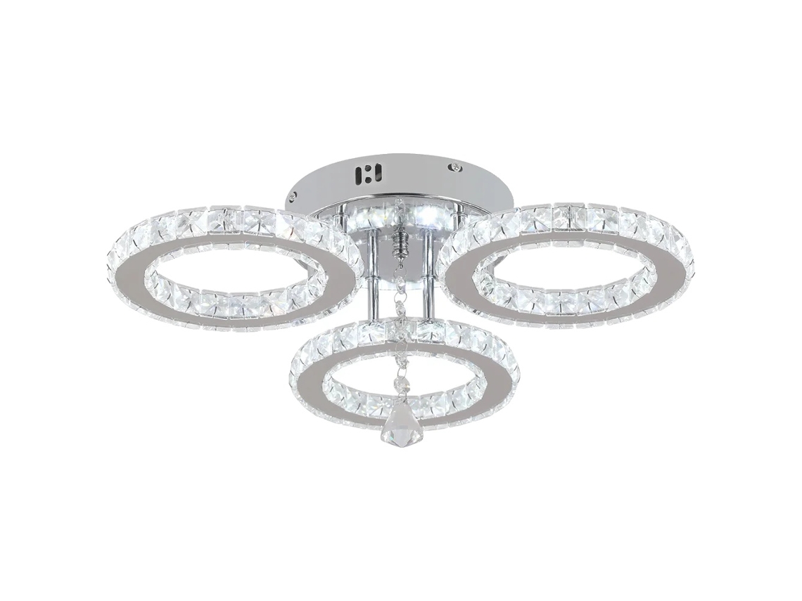 Lámpara de araña de cristal, atenuación de brillo LED, diseño de montaje empotrado, 3 anillos, atenuación RC OEM