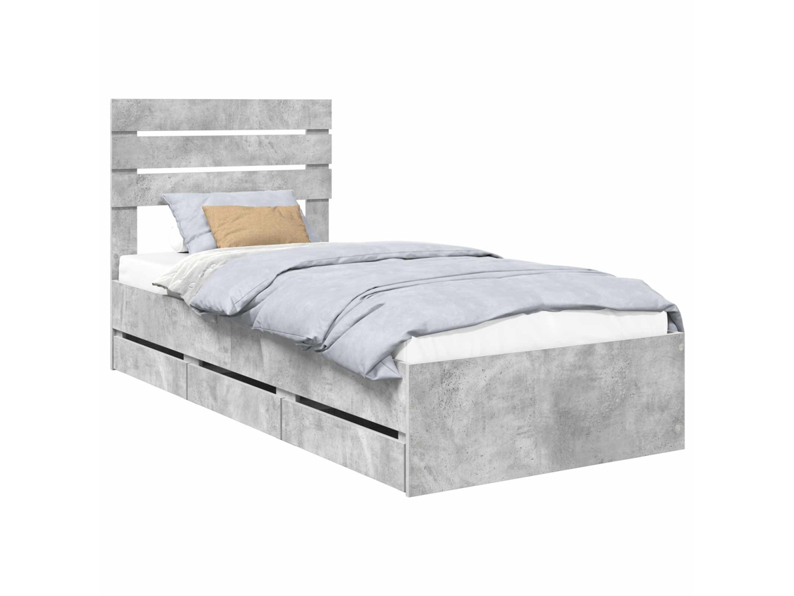 Maison Exclusive - Estructura De Cama Gris Concreto 75 X 190 Cm Madera Ingenieril