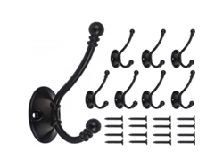 8 Ganchos Dobles De Metal Antiguos Para Puertas De Dormitorio, Baño, Cocina Y Oficina - Negro