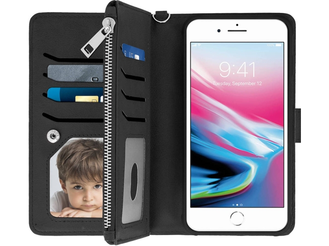 Funda iPhone 6 Plus, 6s Plus, 7 Plus, 8 Plus AVIZAR FOLIO-KARTERA-BK-678L Negro