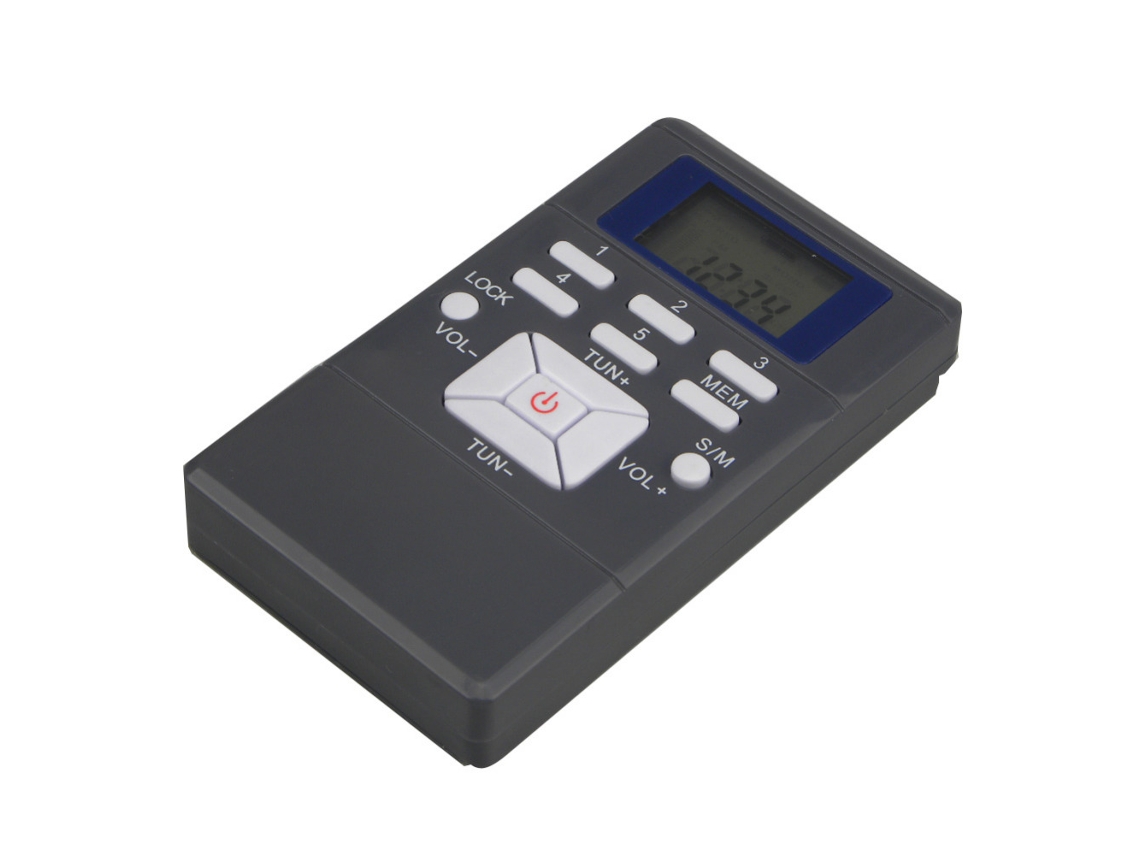 Mini receptor de radio portátil con modulación de RF, pantalla LED digital, procesamiento de señal, auriculares y cable. Mdug