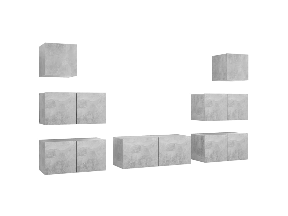 Maison Exclusive - Set Muebles De Salón Tv 7 Pzas Madera Ingeniería Gris Hormigón