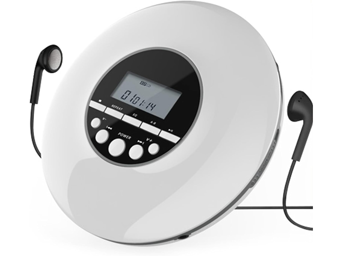 Reproductor De Cd De Música Mp3 Portátil Con Auriculares Estéreo Y Salida Bluetooth, Pantalla Lcd A