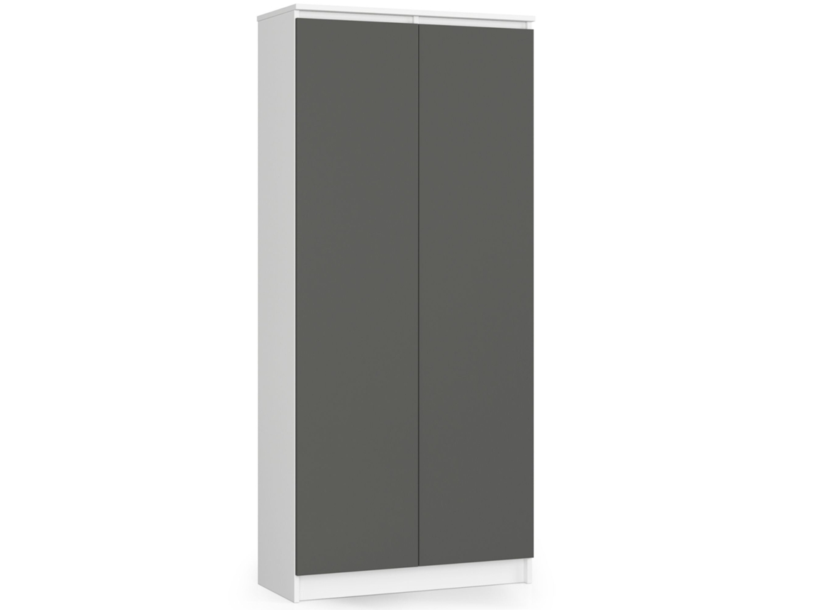 Librería Akord R80 Blanco 80 Cm 2 Puertas Frente En Color Grafito Gris 4 Estantes 80x35x180 Cm