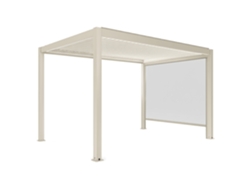 Pérgola Bioclimatique 4x3 M Autoportée Motorisée En Aluminio Crã¨me Avec àclairage Led Et Avec Store Oviala