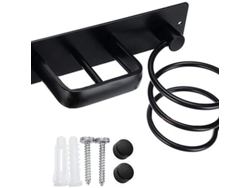 Mueble - Soporte Para Secador De Pelo Con Placa Negra Perforada