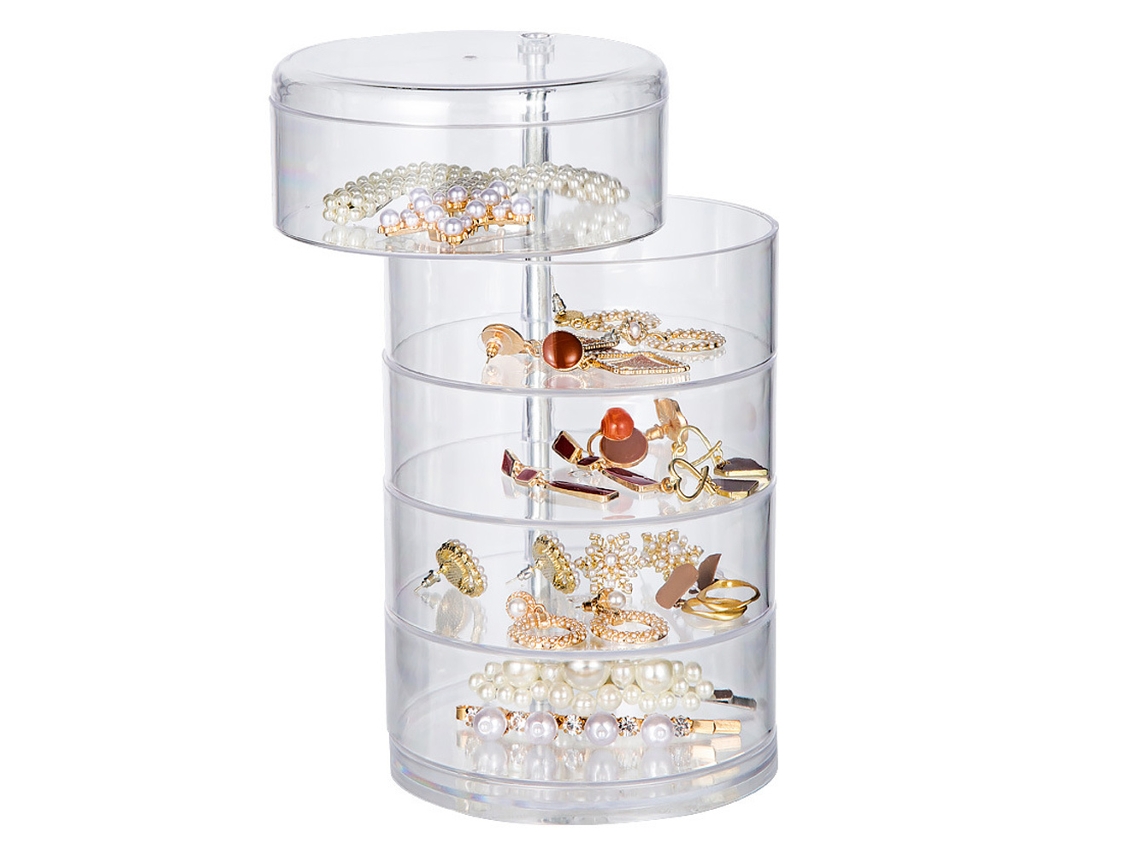 Caja de joyas giratoria 360°, transparente Kofihety