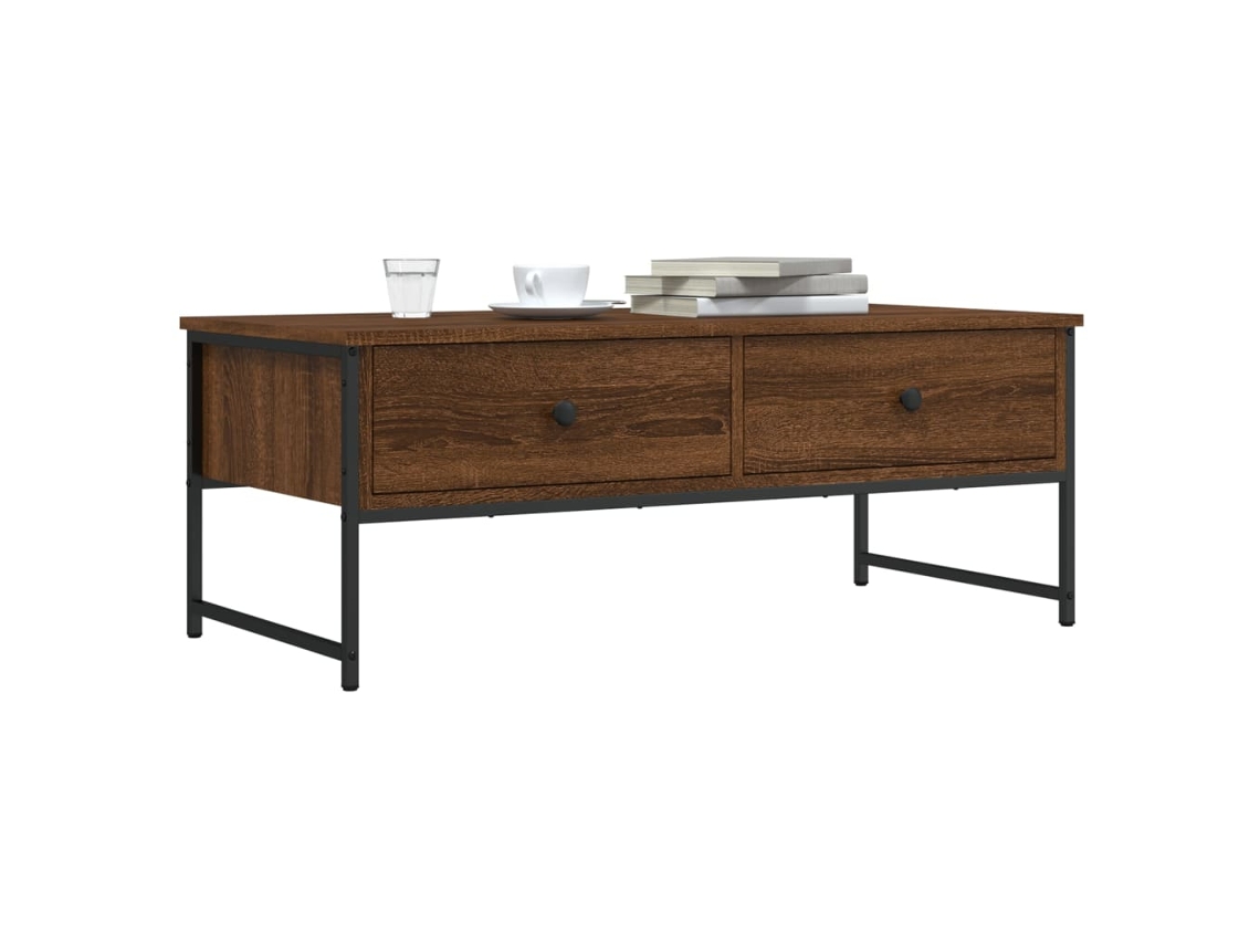 Mesa De Centro | Mesa De Café | Mesa De Salón Madera De Ingeniería Marrón Roble 101x49x39,5 Cm