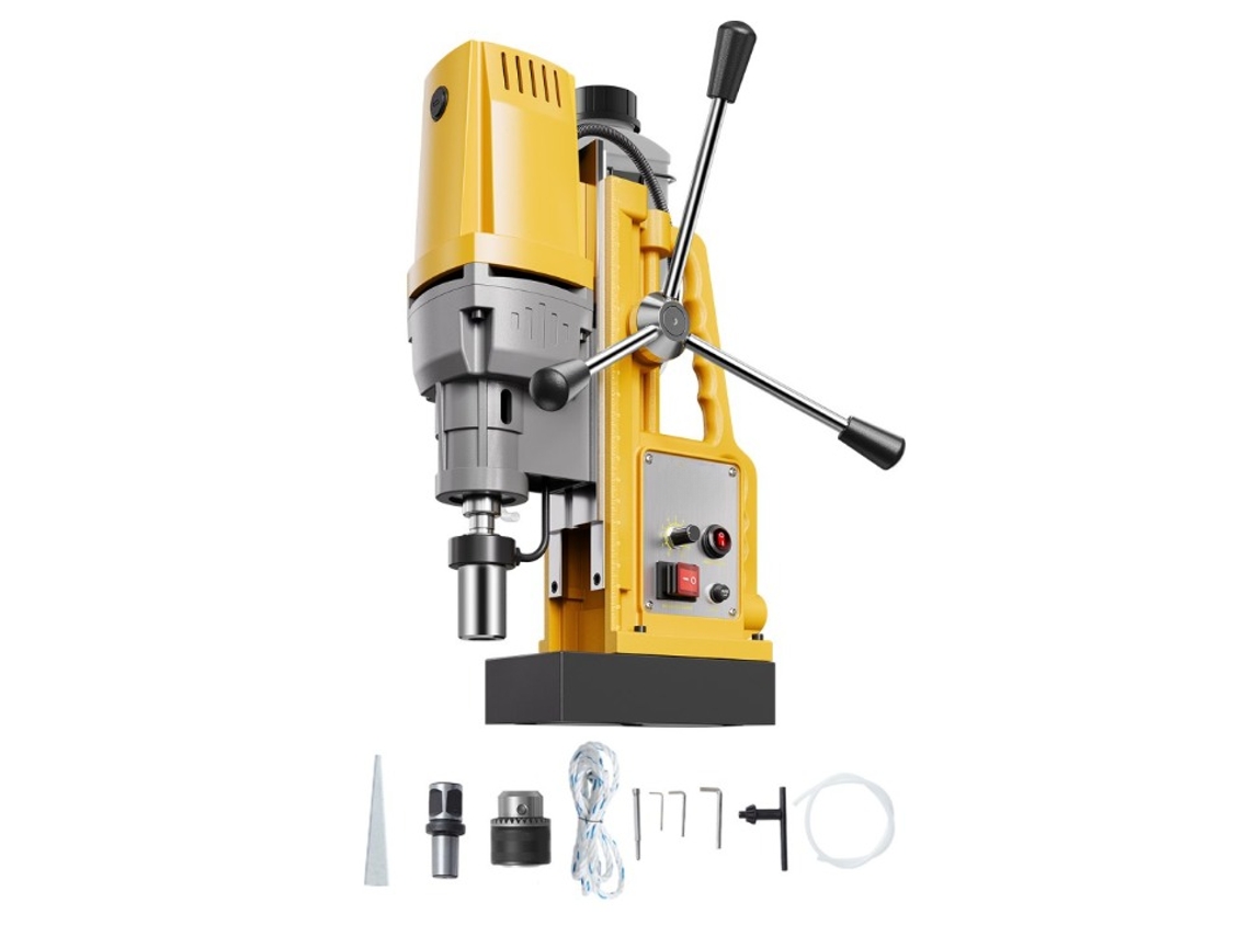 Taladro magnético TEKMAQUINAS de 1400 W con un par motor de 13000 N y capacidad de perforación de hasta 50 mm.