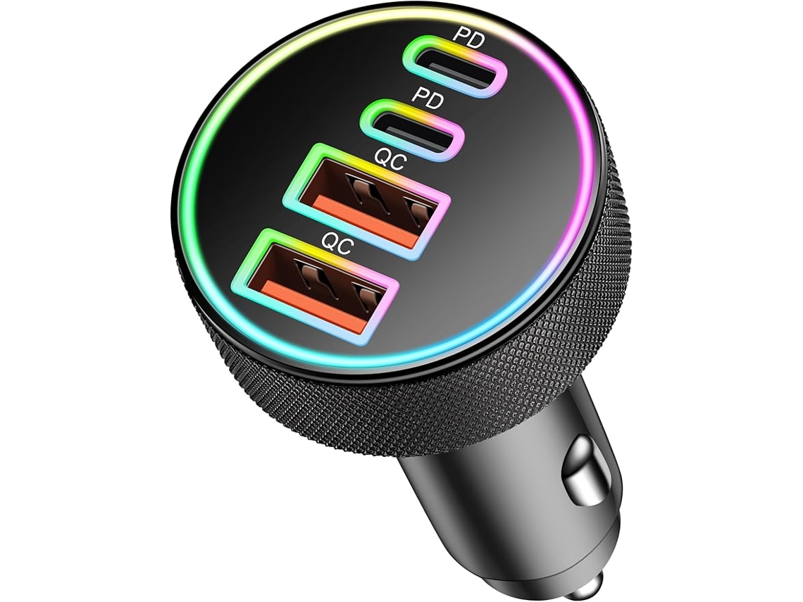 Cargador Carro 4 Puertos Con Usb C Y Usb A Soporte Pd Qc De 12 V