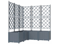 Juego de 5 macetas de jardín - Maceta gris claro de 120 x 120 x 143 cm, acero HARLANV1