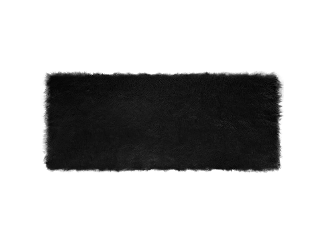 Vidaxl Alfombra De De Oveja Sintética Tafalla Negro 80 X 200 Cm