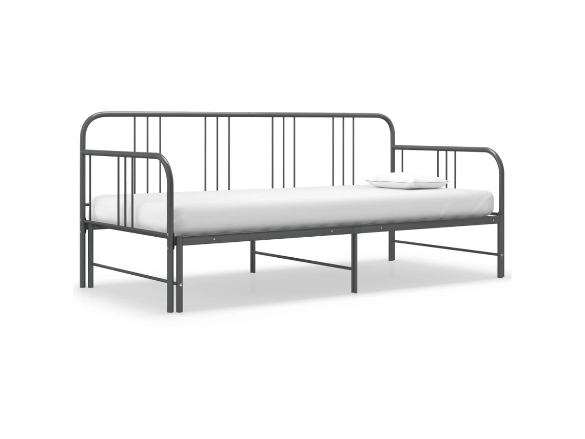 Estructura sofá cama extraíble sin colchón metal gris 90x200 cm