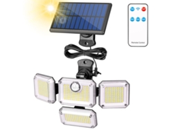 Foco Solar Para Exteriores, 333 Led/3 Modos Proyector Solar Led Impermeable, Ángulo De Iluminación De 240° Con Control Remoto, Cable De 5 M