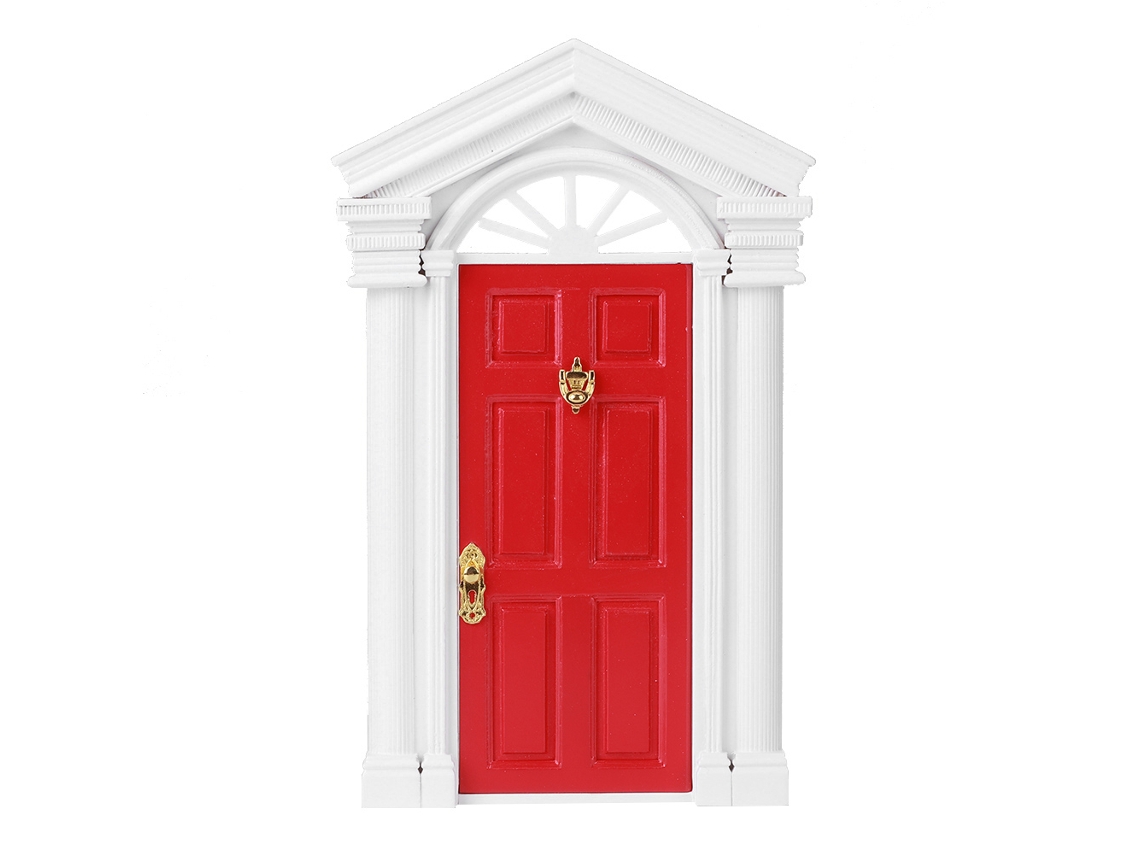 Puerta De Casa De Muñecas En Miniatura A Escala 1:12 En Madera De Abedul Con Accesorios De Apertura De Hadas.