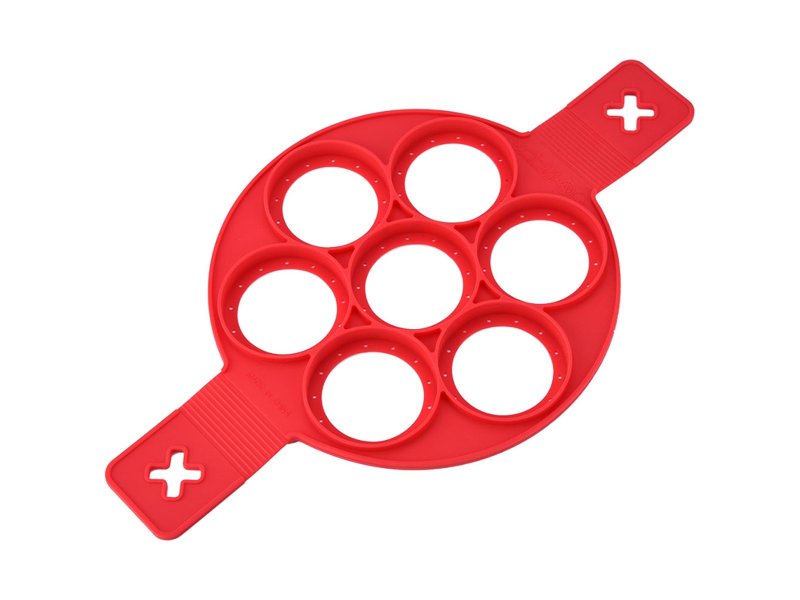 JILLIOPER 1 Pieza Molde de Silicona Antiadherente para Tortitas y Huevos Revueltos Cocina Fantástico Moldador de Huevos Rojo