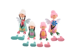 Juego de 4 exquisitas muñecas miniatura decorativas para el hogar y la oficina, coloridas (Hermanas)