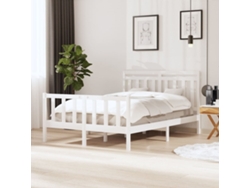 Cama De Matrimonio | Cama Para Adultos | Estructura De Cama De Madera Maciza Blanca 140x190 Cm