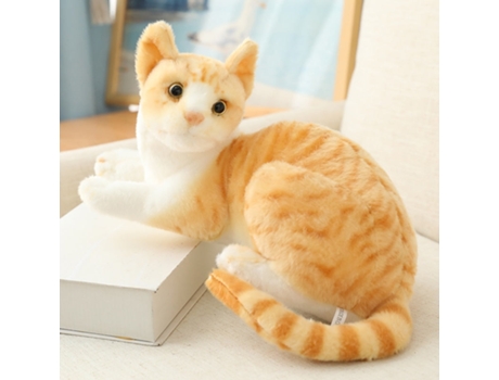 Gato de Almohada de Simulación, Muñeca Realista de Peluche, Mascota Animal Para 26Cm Naranja