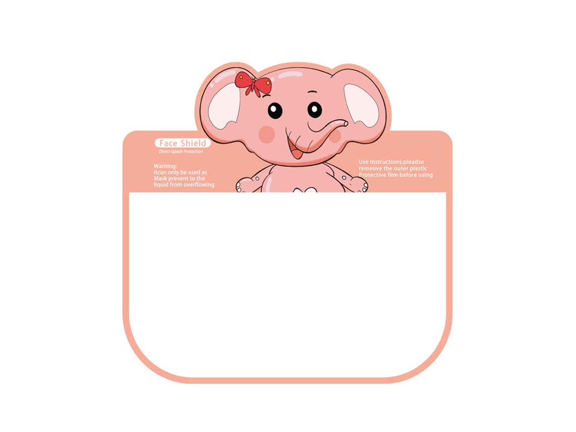 Protector facial transparente con forma de elefante para mascotas, ideal para niños.