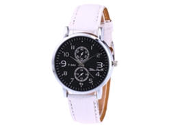 Reloj De Pulsera Coreano Para Hombre Con Correa De Cuero, Cuarzo Analógico, Blanco.