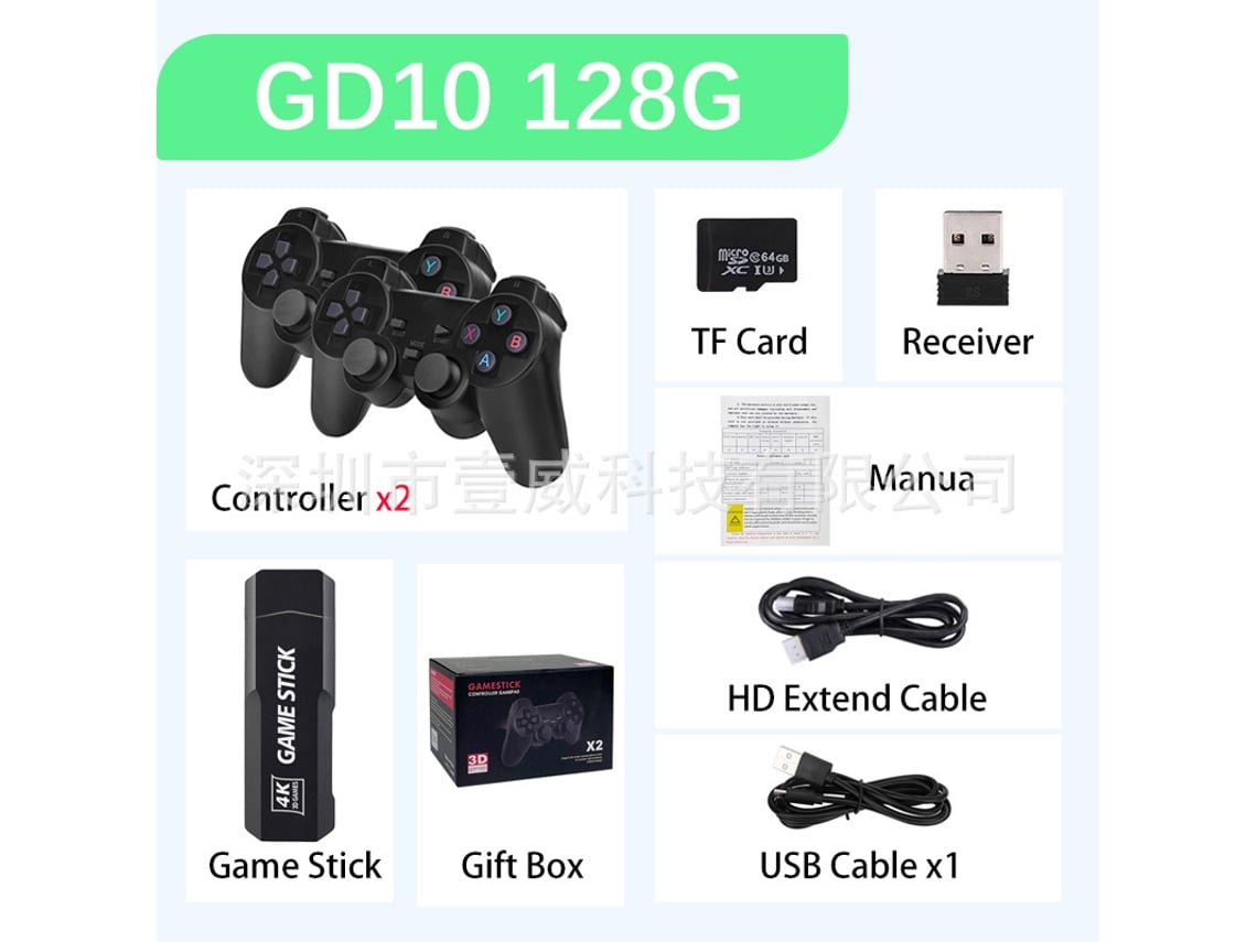 Consola de juegos doméstica semiinalámbrica HD YUNZII para dos jugadores gd10 128g versión en inglés