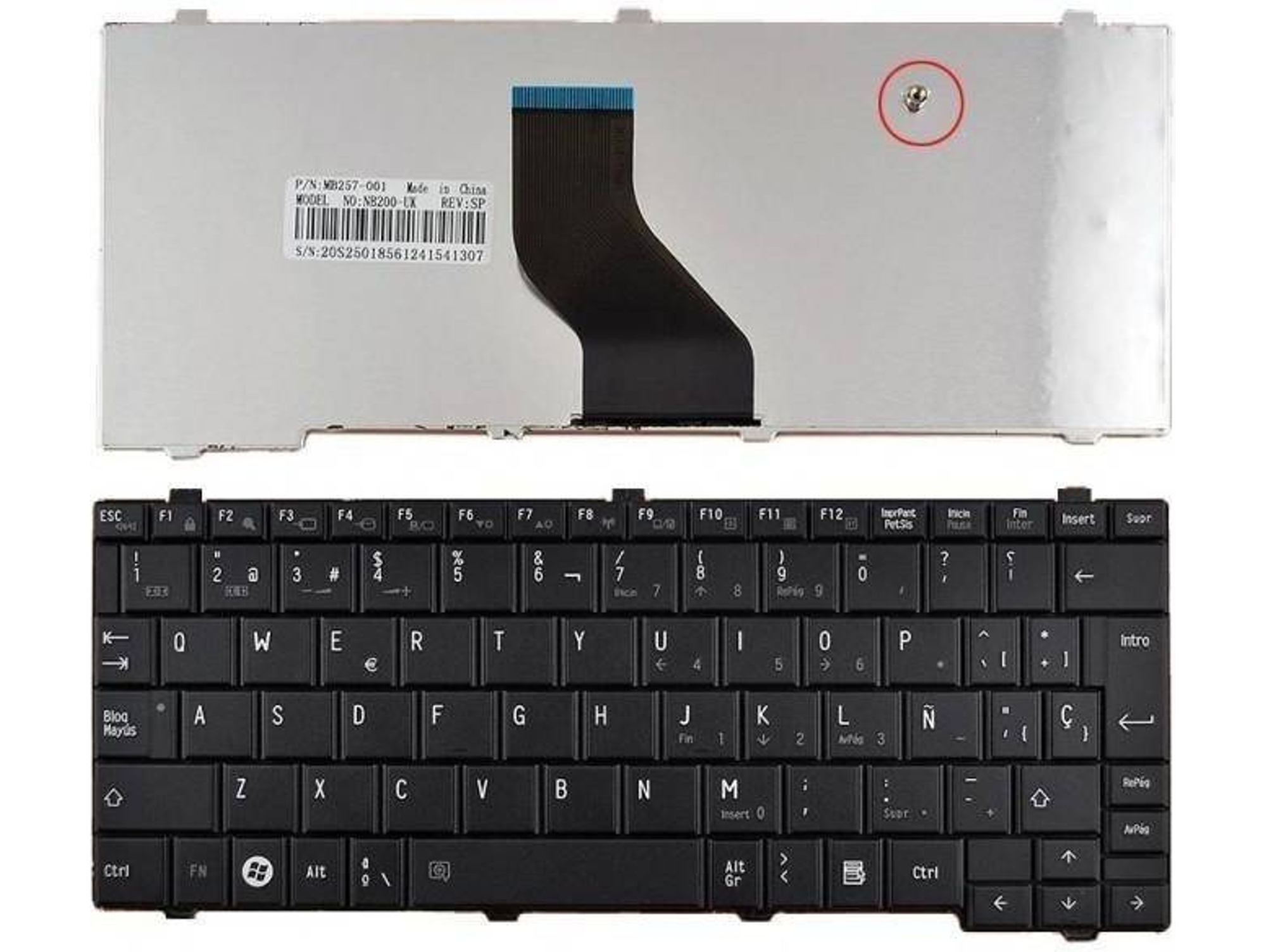 Teclado para Portátil Toshiba Nsk-Tka0S 9Z.N3D82.A0S Aetl1P00010 Pk13080O2A00 Nk81Cp001-00000T-00