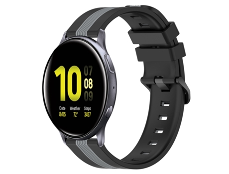 Correa de reloj inteligente para Samsung Galaxy Watch Active2 40 mm 20 mm Correa de reloj de silicona vertical de dos colores (negro + gris)