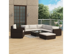 Conjunto de jardín de 8 piezas con cojines de mimbre marrón de DKD Home Decor