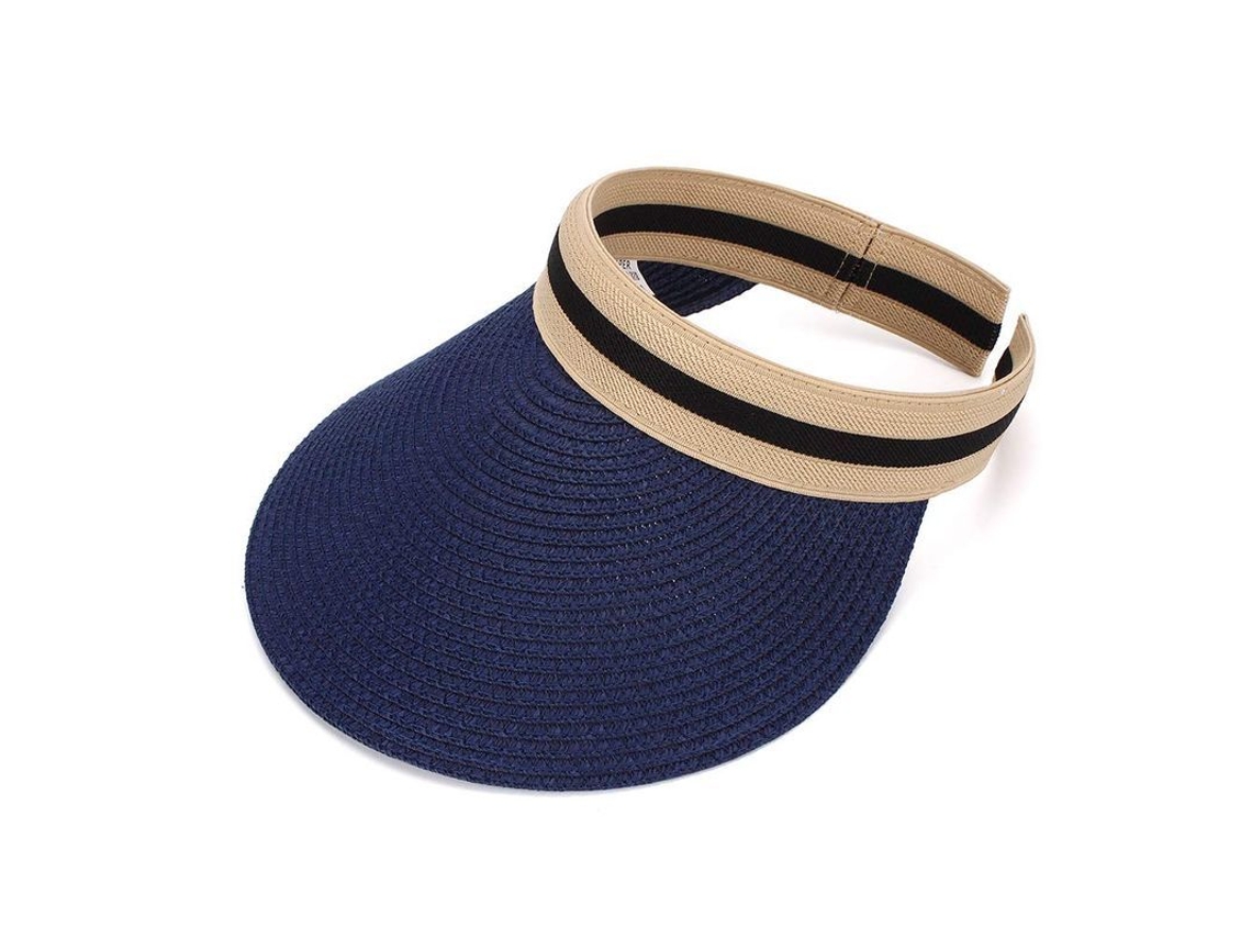 Sombrero De Paja Para Mujer Con Borde Ancho Para Playa Golf Verano Linjou Azul