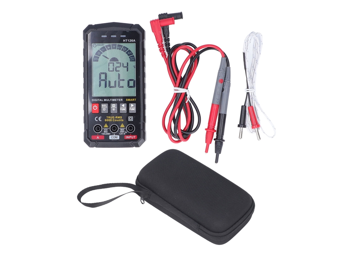 Multímetro Digital Ht126a: 4000 Cuentas De Precisión Para Voltaje, Corriente, Resistencia, Frecuencia Y Capacitancia.