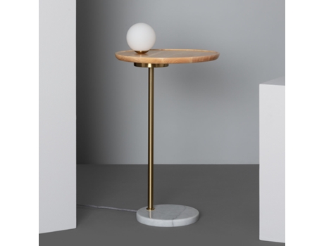 Lámpara de Mesa LEDKIA (Blanco - G9 - 15 W - Madera - Cristal)