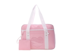 Bolso Tote Transparente De Gran Capacidad Con Forma De Corazón, De Nailon Rosa, Ideal Para Ir De Compras Y Al Colegio.