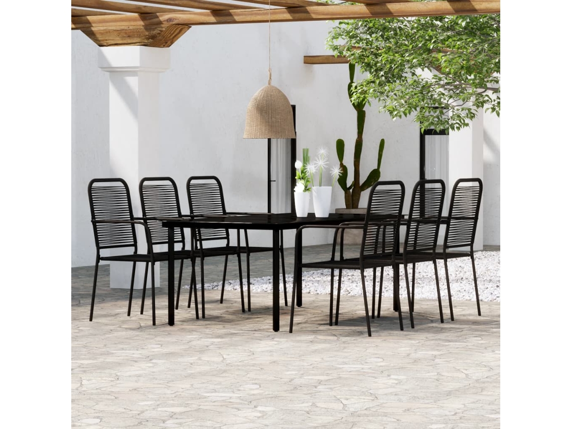 Juego de comedor de jardín de 7 piezas DKD Home Decor en negro